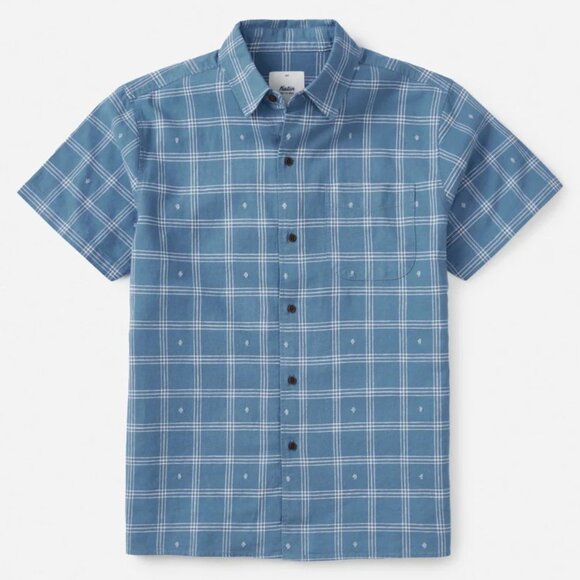Katin Cruz Linen Cotton Blend Embroidered Shirt Men's Medium Bay Blue - Picture 1 of 5